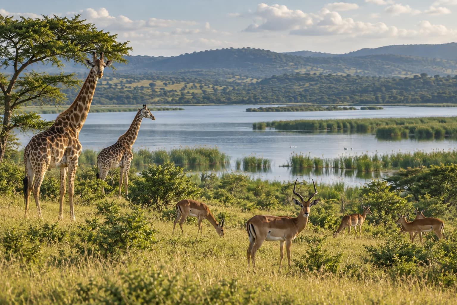 AI-generated destination illustration: akagera national park