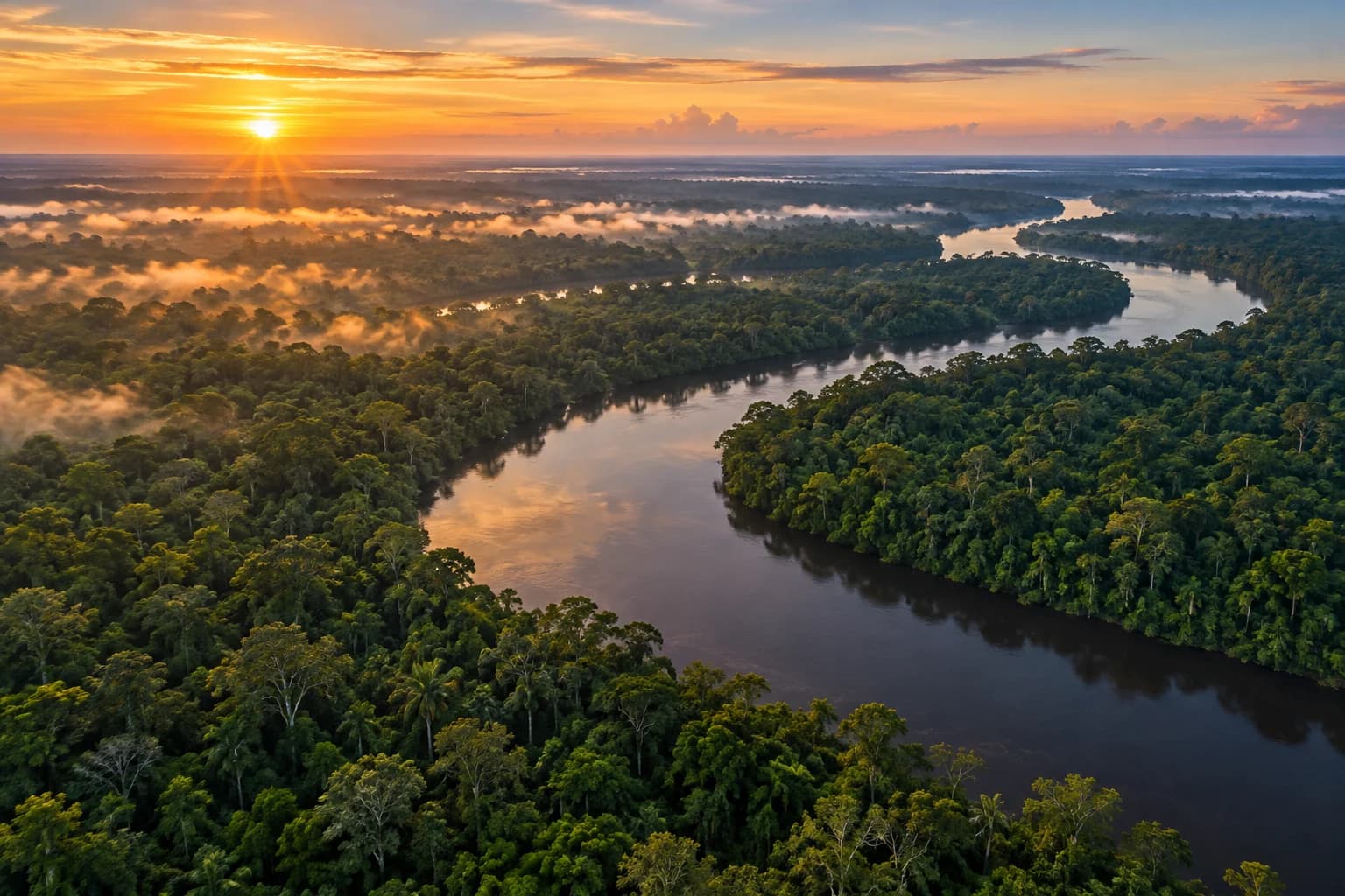 AI-generated destination illustration: amazonia
