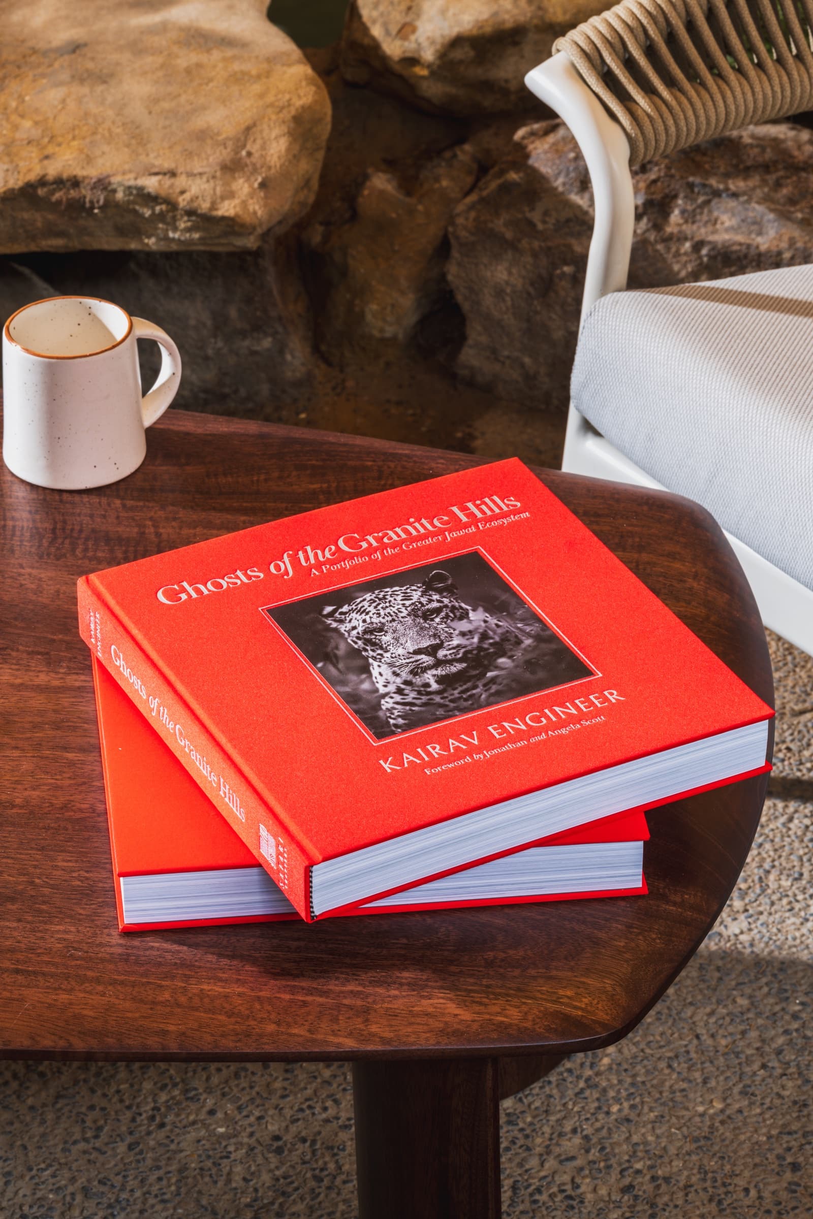 Ghosts of the Granite Hills book arranged beside a quiet fireside